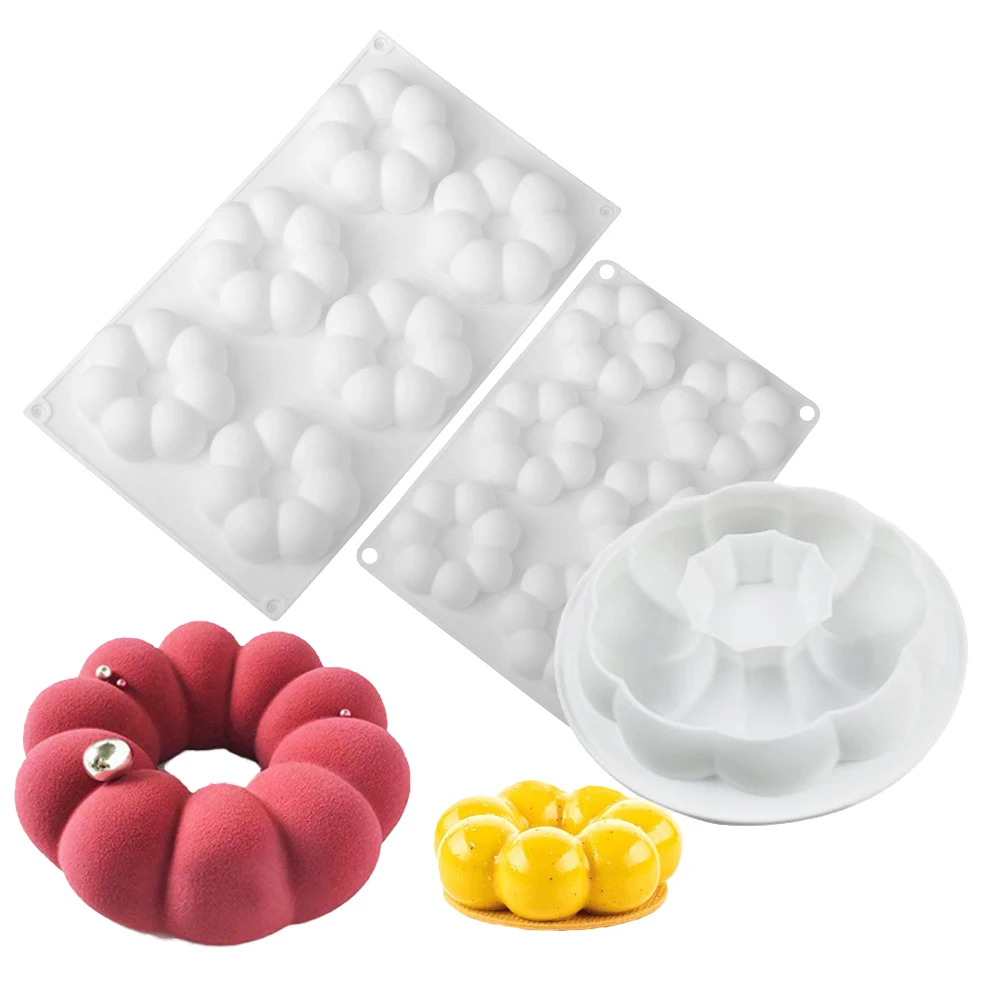 

1 or 6 Cells Petal Shaped Donut Design Mousse Cake Mold French Dessert Baking Mold Silicone Cake Mould Kitchen Chocolate Mold