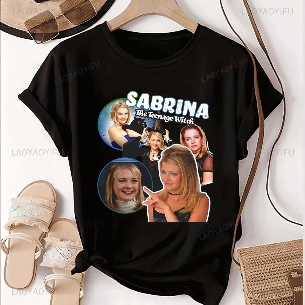 Sabrina The Teenage Witch Short Sleeve T-shirt Vintage Witch T-shirt Neutral Trend Harajuku Unisex Shirt Graphic Large T-shirt