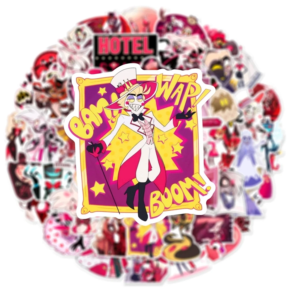 10/30/56pcs Hazbin Hotel Cartoon Stickers Anime Helluva Boss Graffiti Toy DIY Laptop Helmet Fridge Notebook Skateboard Car Decal