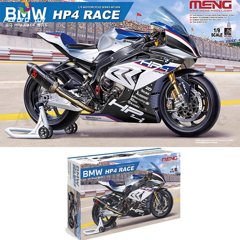 

1/9 Meng BMW Hp4 гоночный мотоцикл, сборная модель MT-004, неокрашенная сборная фигурка, индивидуальная модель, Коллекционная детская подарок на день рождения