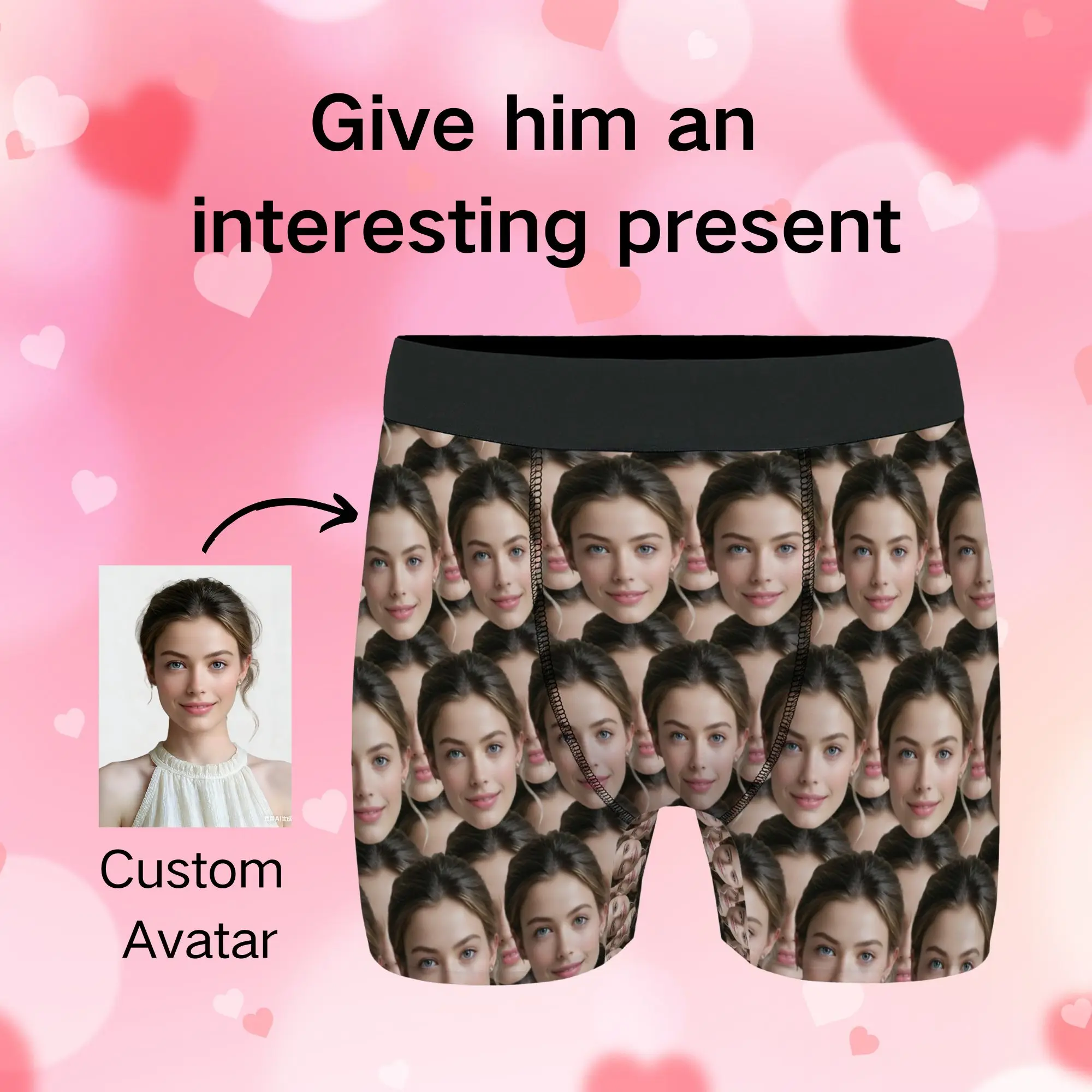 Novel trend Face Photo Underwear Custom Boxer Briefs DIY Custom Men Valentine's Day Gift For Husband Anniversary Gift for Dad