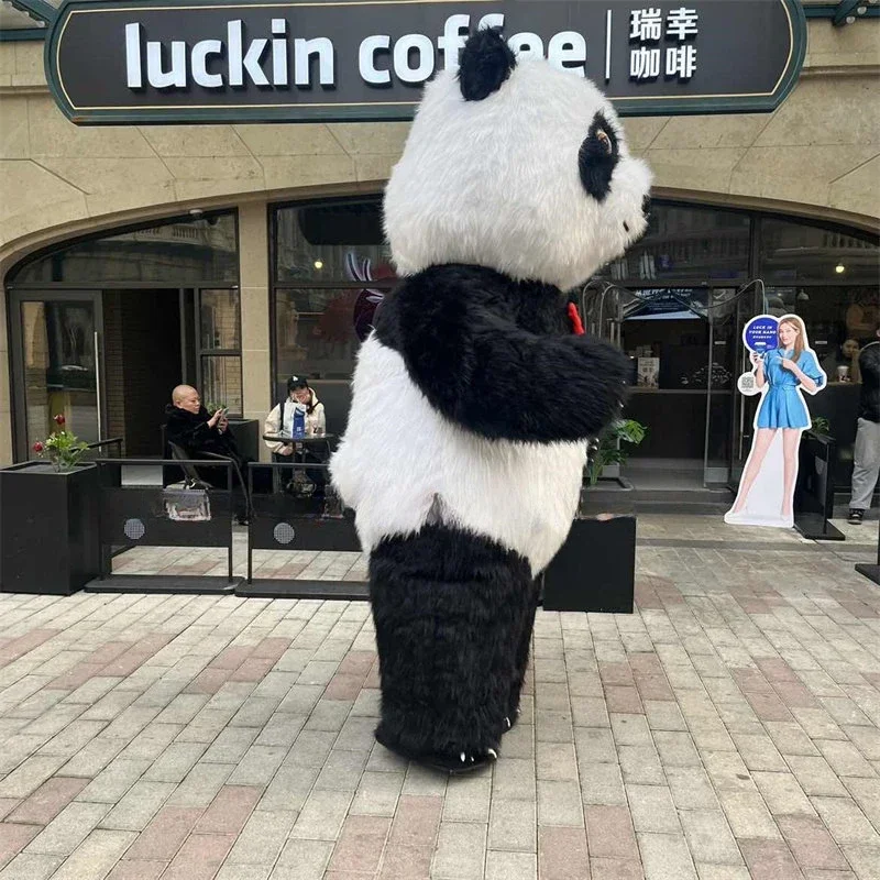 Cute Giant Panda Polar Bear Inflatable Costume Funny Polar Bear Furry Mascot Costume Party Cosplay Plush Doll Mascot Costume