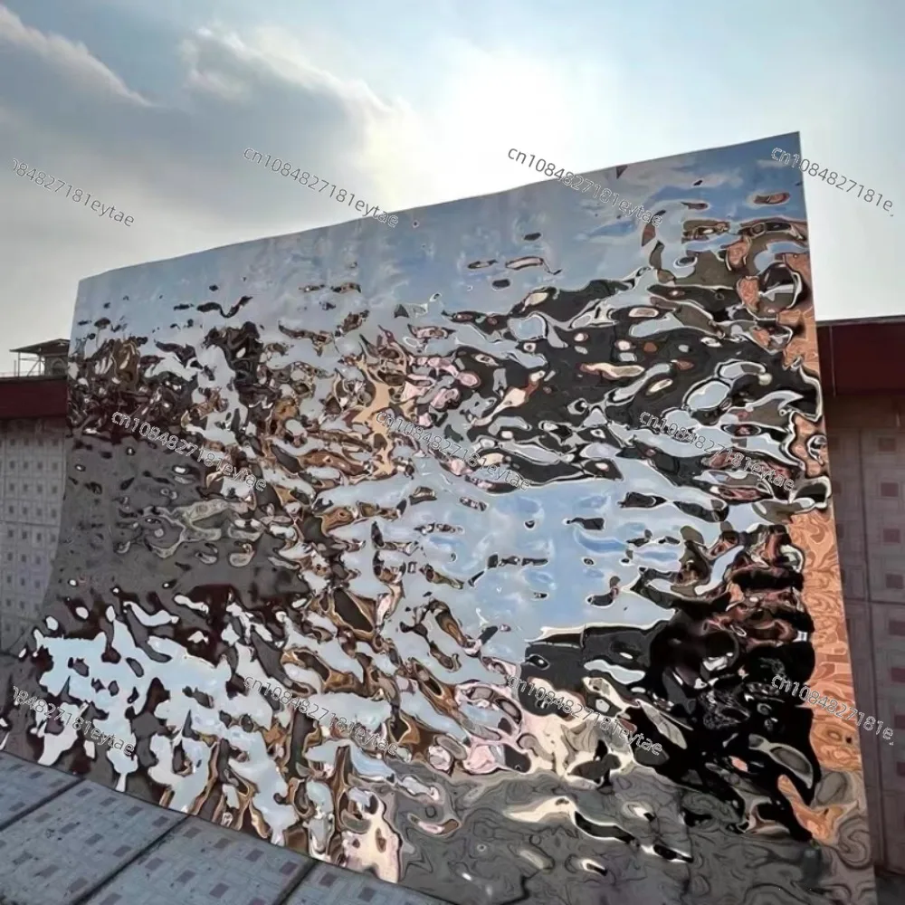 Water Ripple Stainless Steel Sheet, Concave Convex Wave Metal Mirror Embossed Plate for Ceiling & Background Wall Decor