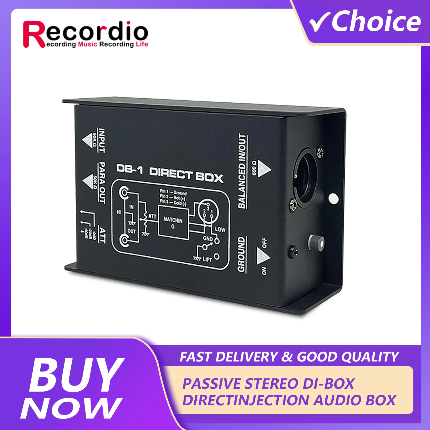 GAZ-DI1 Professional DIRECT BOX impedance conversion DI BOX DI effects audio isolator passive DI box