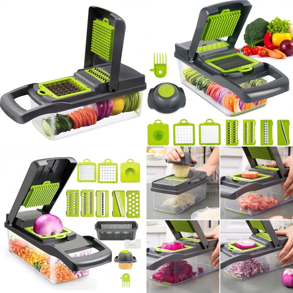 

Fruit & Vegetable Tools14 in 1 vegetable chopper cutter for fruits onions dicing slicing kitchen food prep multifunctional