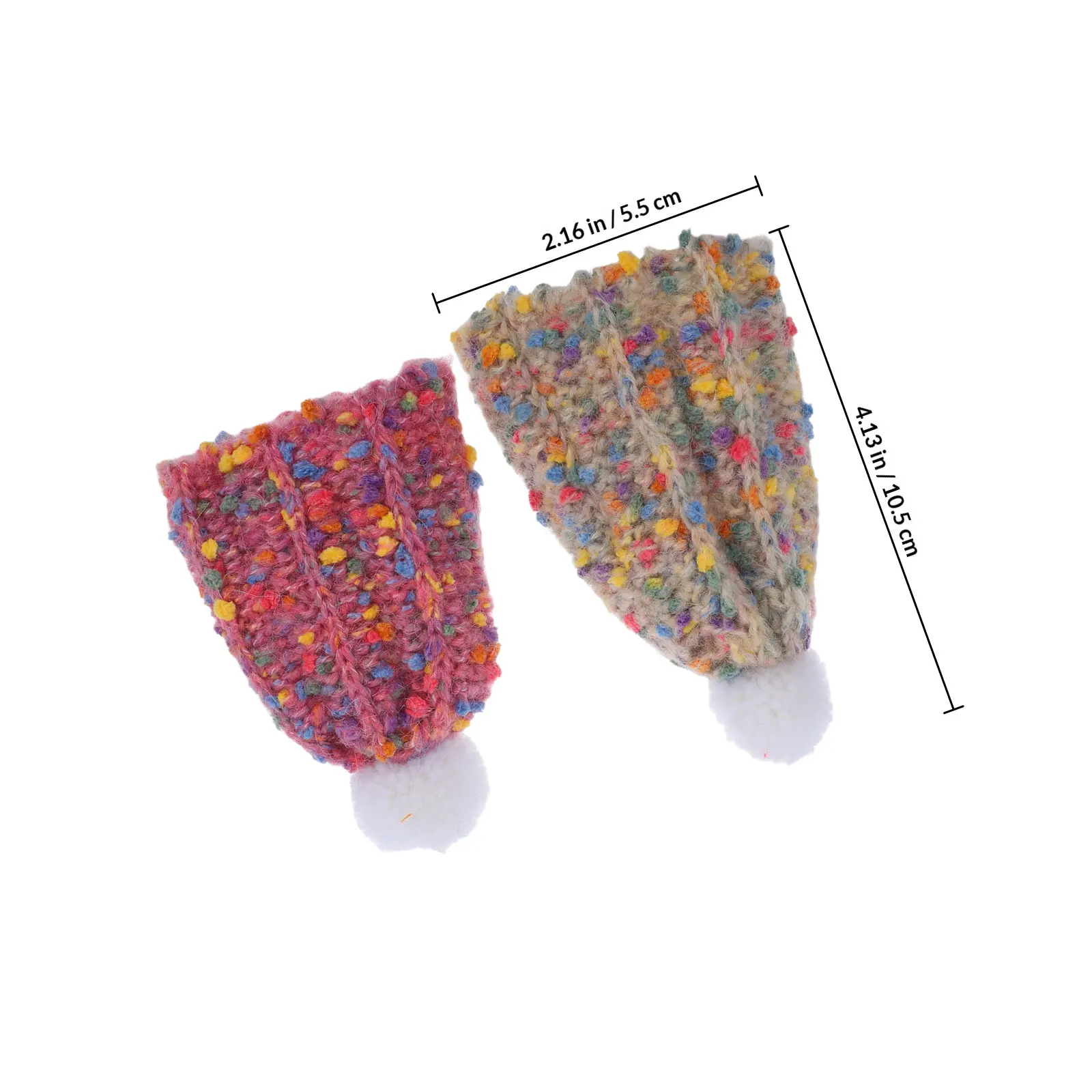 Lot de 2 mini-bonnets en laine tricotée, petits bonnets pour artisanat, art, bricolage, décorations de maison de poupée, ornements de Noël, petites décorations de chapeaux d'hiver