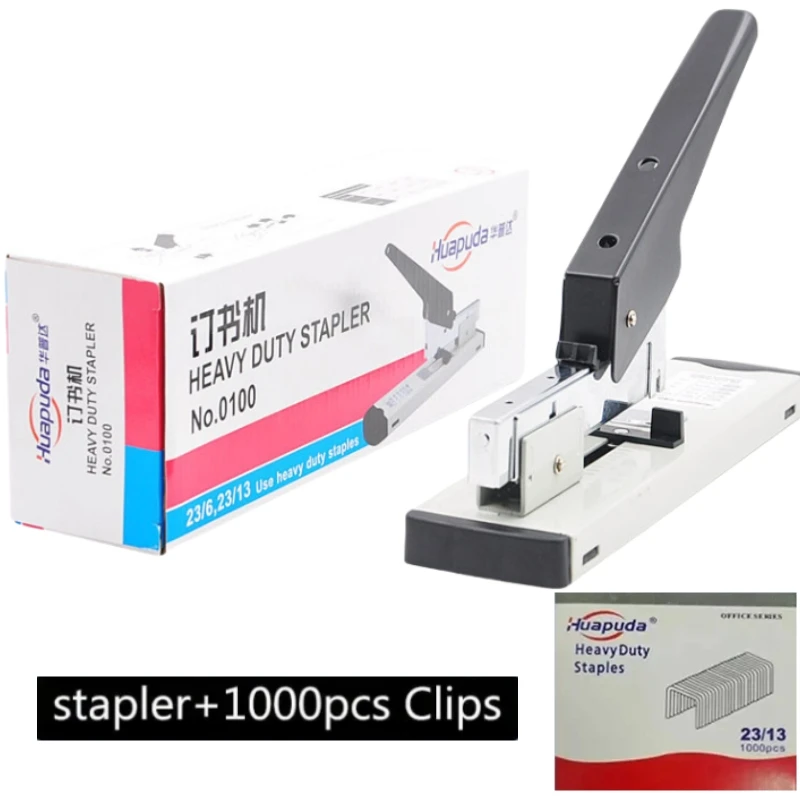 Huapuda Large Capacity Paper Binding Stapler Heavy Duty Stapler Bookbinding Stapling Staples Hand Operated Stapler 1000 Nails