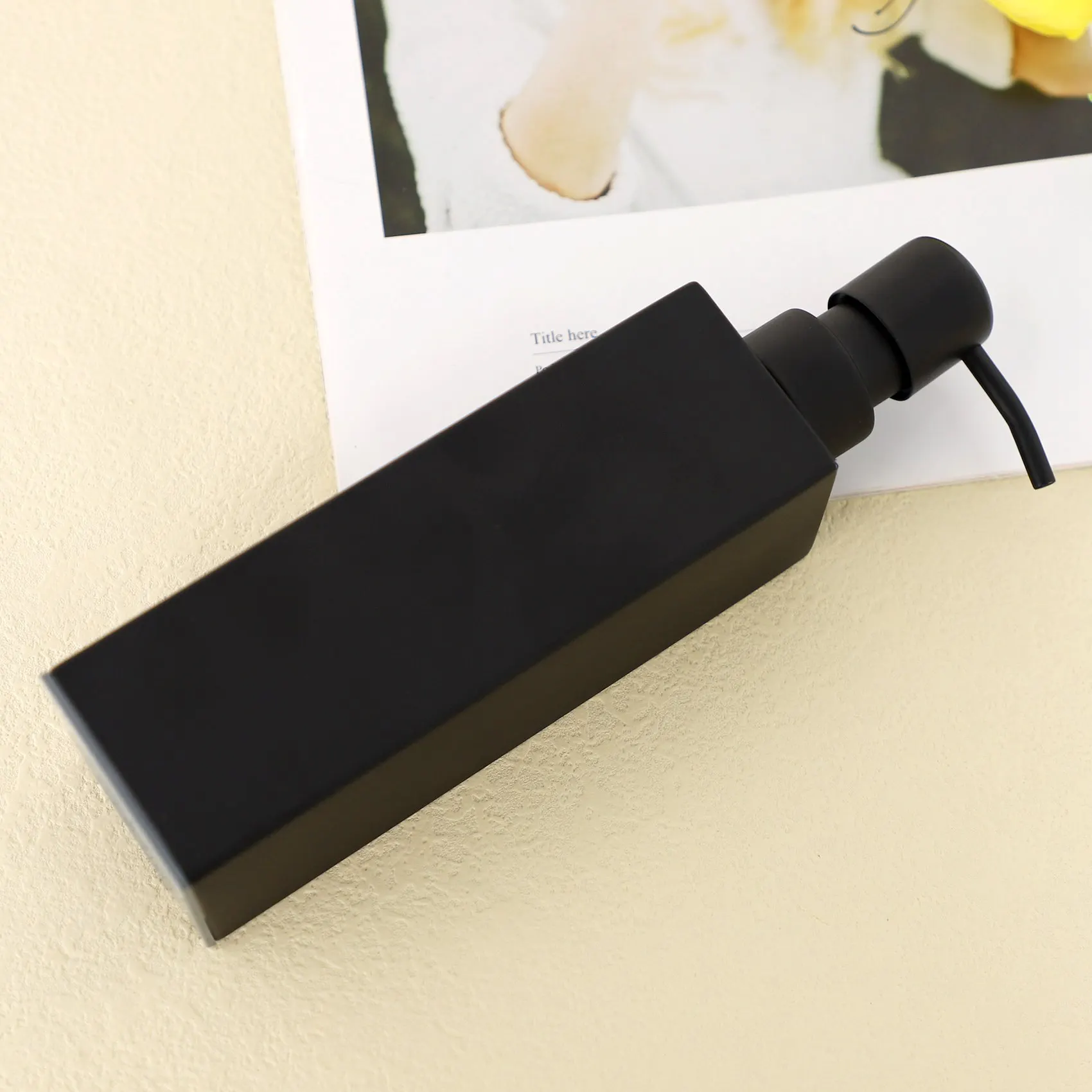 ABNM nuevo dispensador de jabón líquido negro hecho a mano de acero inoxidable accesorios de baño herrajes de cocina conveniente moderno