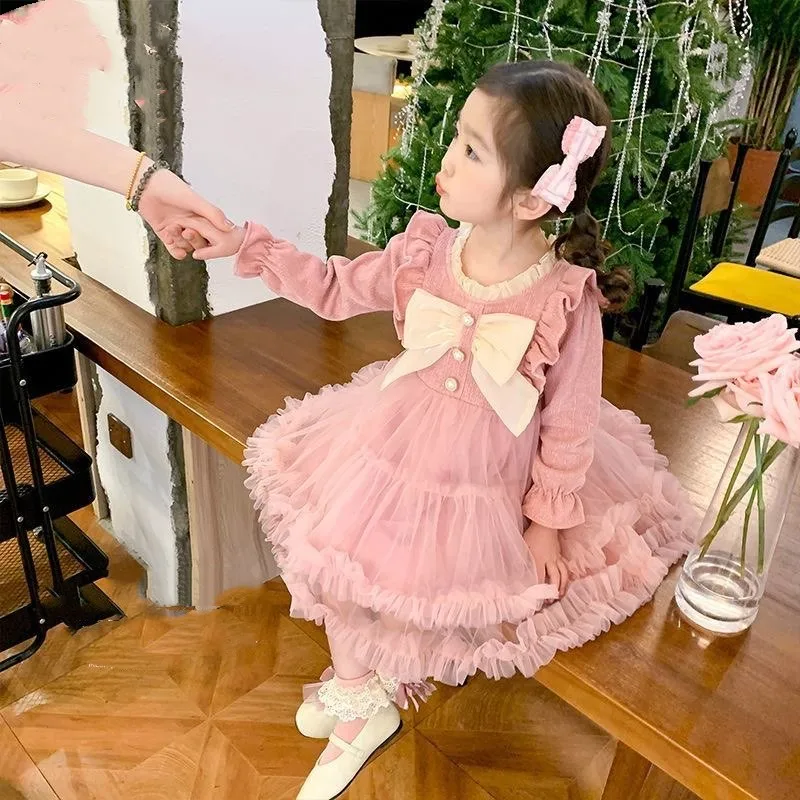 Baby Girl Dress Spring and Autumn New Style Children's Long Sleeve Mesh Princess Dress 100-150cm