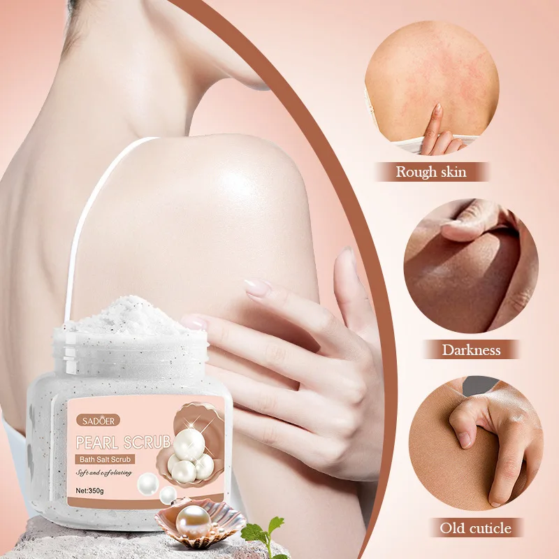 

Pearl exfoliating and cleansing body scrub, removes dead skin, moisturizes and brightens the skin, deeply cleanses