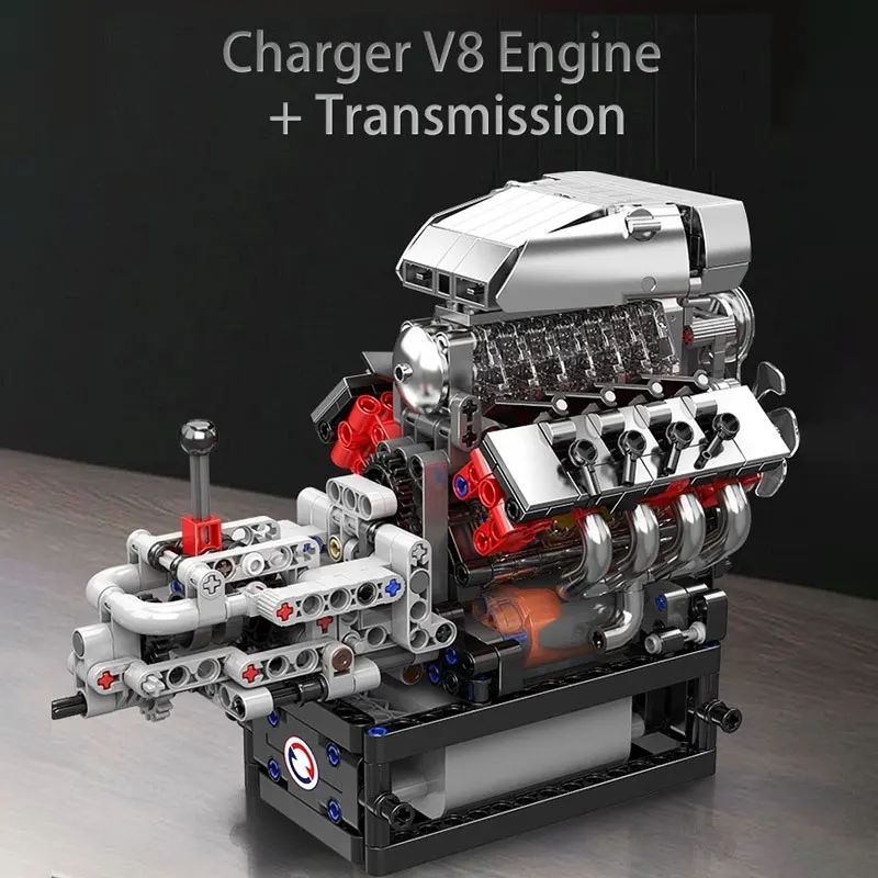 10225 고토크 차량 V8 엔진 기어박스 블록 모델 855PCS DIY 조립 키트 (성인용 STEM 교육용 퍼즐 선물)