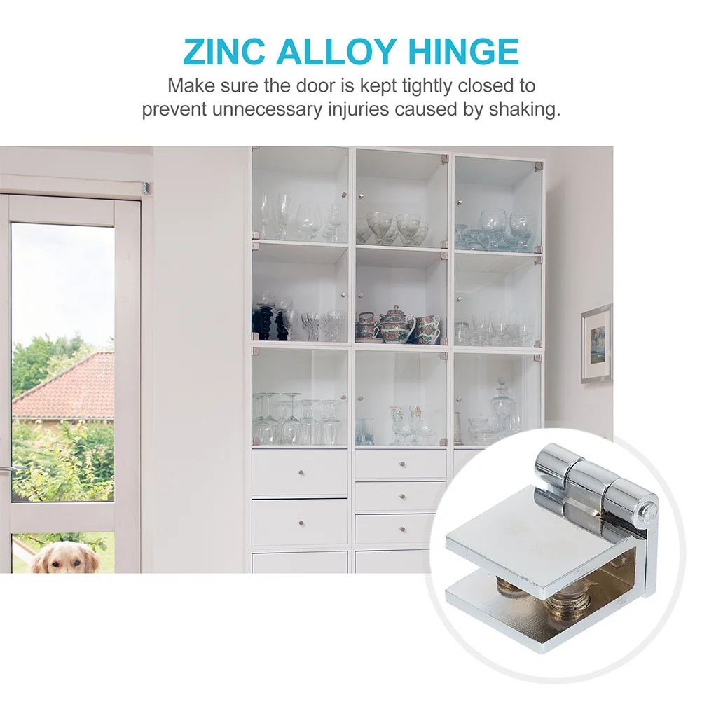 

Zinc Alloy Glass Door Hinge Durable Sturdy Smooth Silent for Bathroom Shower Room Wine Cabinet Display Cabinet Door Accessories