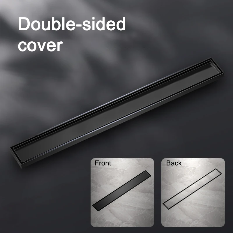 

Black 304 Stainless Steel Invisible Rectangular Floor Drain Shower Room Extended Floor Drain with Copper Deodorant Core 8cm Wide