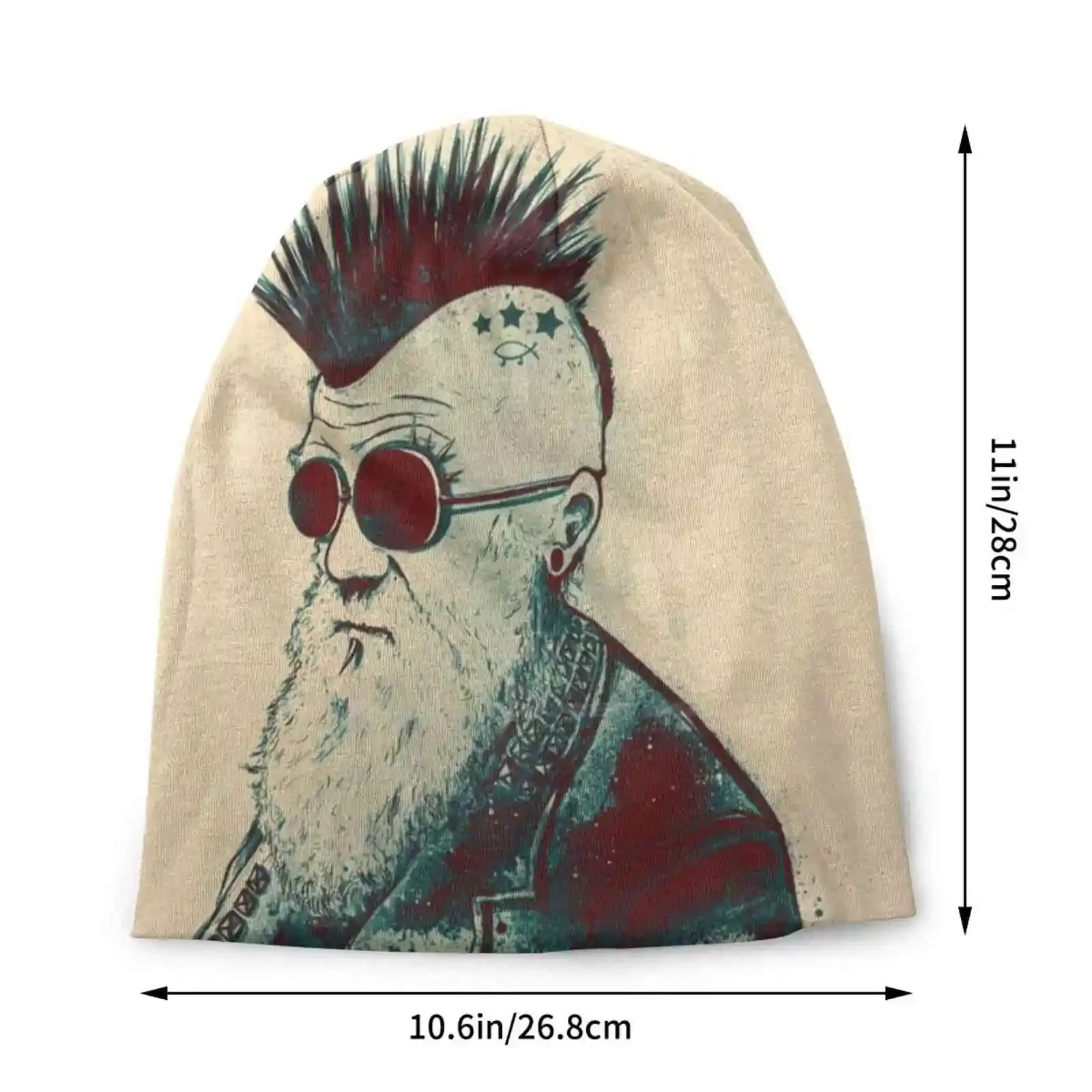 Evolution Of Knitted Hat Warm Beanie Outdoor Caps Darwin Theory Evolution Science Portrait Punk Mohawk Piercing Studs Spikes