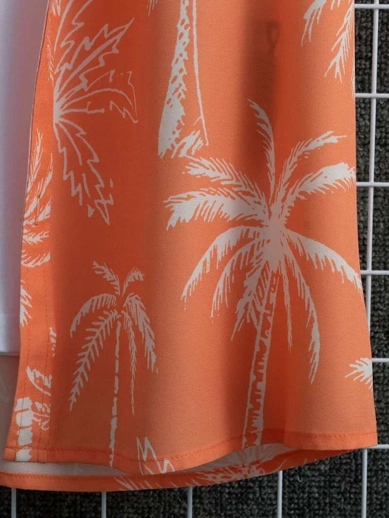 Rosa Kokosnuss baum druck Herren Hawaii hemd Kurzarm schnell trocknen tropische Aloha Shirt lässig Party Urlaub Strand tragen Hemd