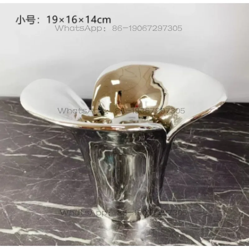 Modern simple model room coffee table silver resin vase ornament home living room