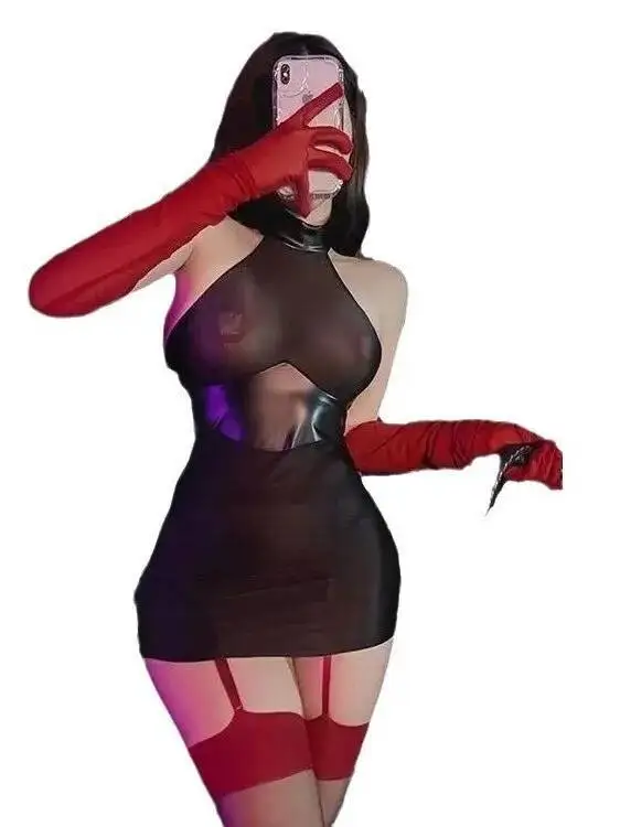 ขนาดบวก100กิโลกรัมสาวเซ็กซี่ร้อนความปรารถนาที่บริสุทธิ์เซ็กซี่เที่ยงคืนชุดเครื่องแบบหรูหราถังมินิเดรสตาข่ายลูกไม้เชียร์ร้อนเซ็กซี่ท็อปส์OLJ8