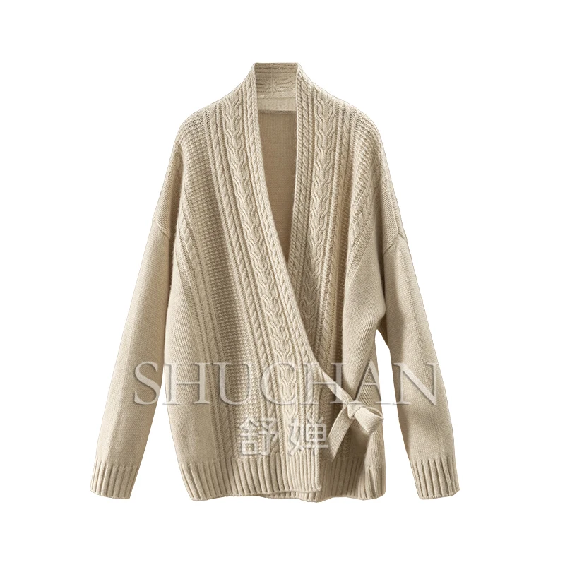 

Warm Luxury Heavy 100 Cashmere Twisted Cardigan Jacket Women Sueters De Mujer Casacos Femininos Inverno 2024