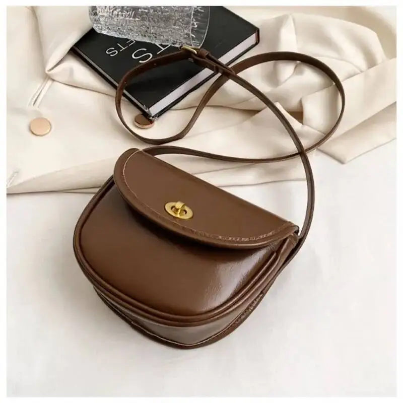 Bloom Vintage Brown Mini Women Retro Pu Leather Saddle Messenger Bag Purse Ladies Haruku Casual Crossbody Bags Aesthetic