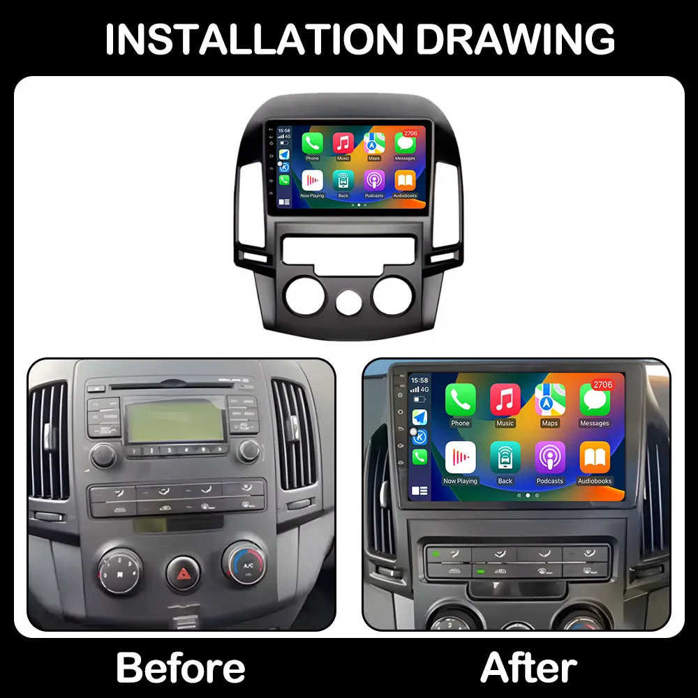 Android OS für Hyundai I30 2006 2007 2008 2009 2010 2011 Auto Radio Multimedia Player DSP Stereo WiFi GPS Navigation Kopf Einheit – Detail 1