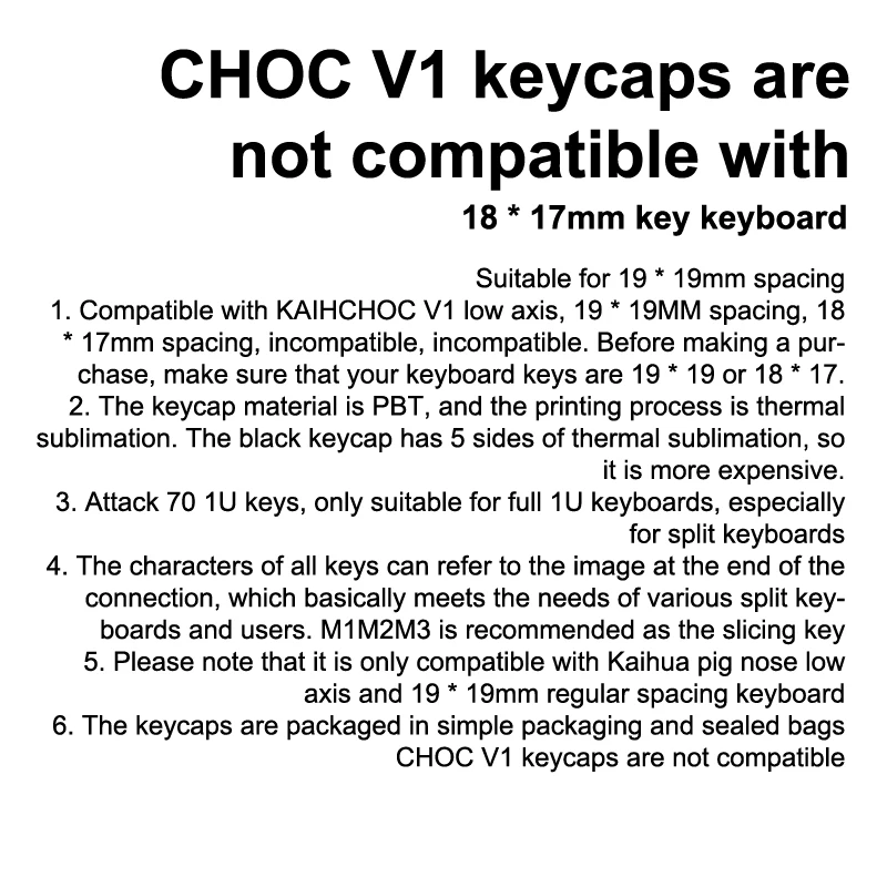70 клавиш Chocfox CFX, черно-белые прозрачные низкопрофильные колпачки для клавиш из ПБТ для механической клавиатуры Kailh Choc V1, ультратонкие колпачки для клавиш 1u