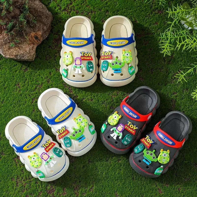 Disney-Sandales fermées pour bébés garçons, chaussures de plage souples, pantoufles de sport, imprimé Buzz Lightyear, dessin animé Toy Story,