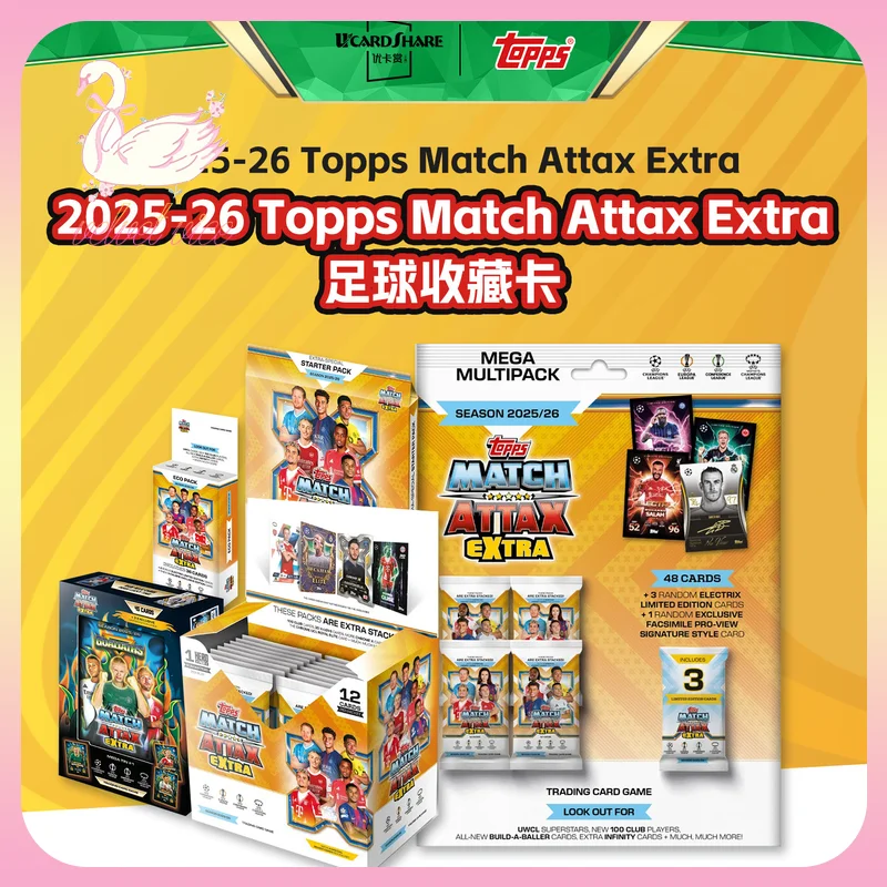 Caja Sorpresa Original 25-26 TOPPS Match Attax EXTRA UPDATE, Liga de Campeones, Tarjetas de Estrellas de Fútbol, Mega Pack Premium, Tarjetas Coleccionables