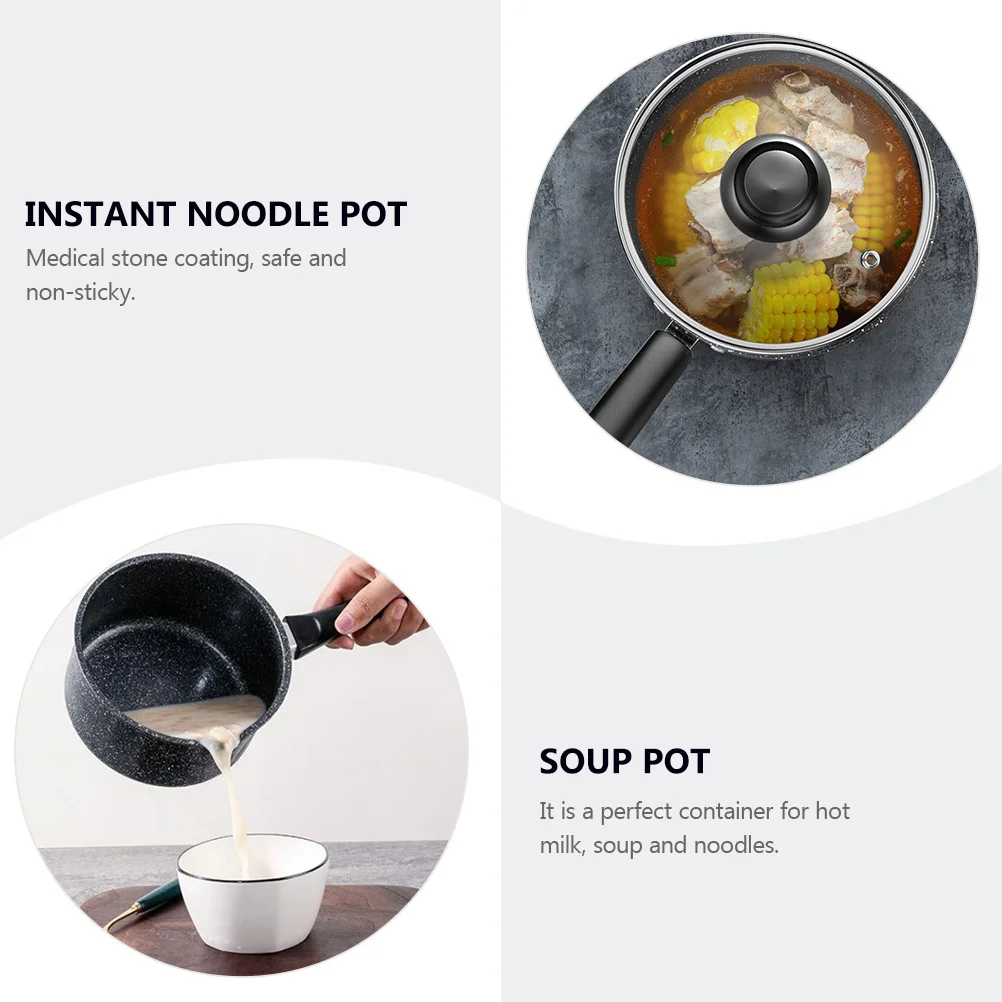 

1Pcs Medical Stone Milk Non-Stick Multi-Functional Cook Pot for Soup Noodles Milk Sauce Stew Baby Food Kitchen Supply