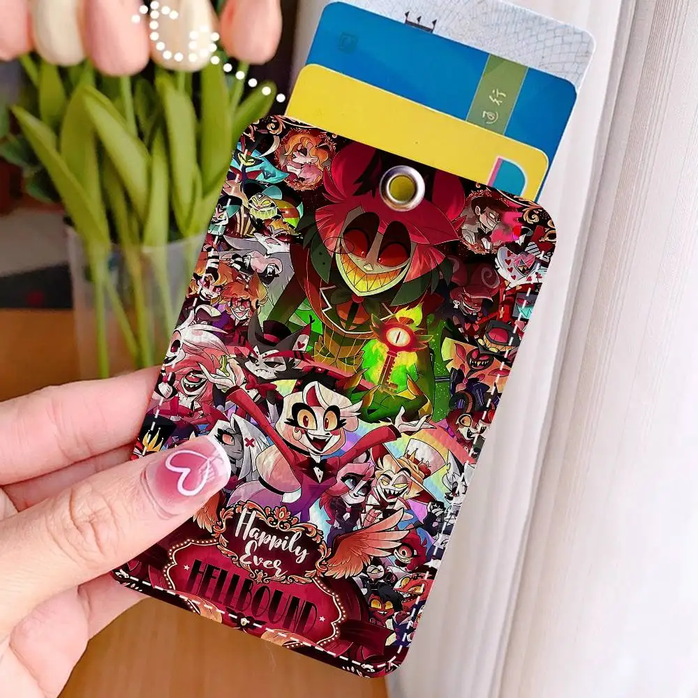 الكرتون H-Hazbin H-Hotels مستطيل حافظة بطاقات الهوية المفاتيح الوصول حافظة للبطاقات مفتاح العلامة حلقة حامل بطاقة جلدية حلقة رئيسية الوصول #2