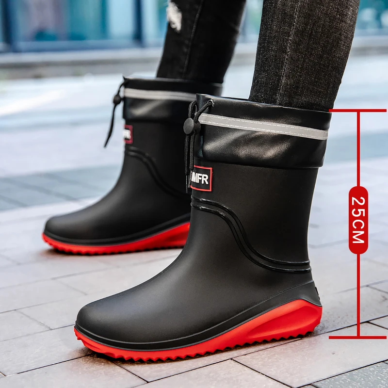 

Men's Casual Rain Boots Non Slip Wear Resistant Sole Comfort Upper Elastic Shoe Mouth Outdoor Waterproof Rain Shoes For Daily