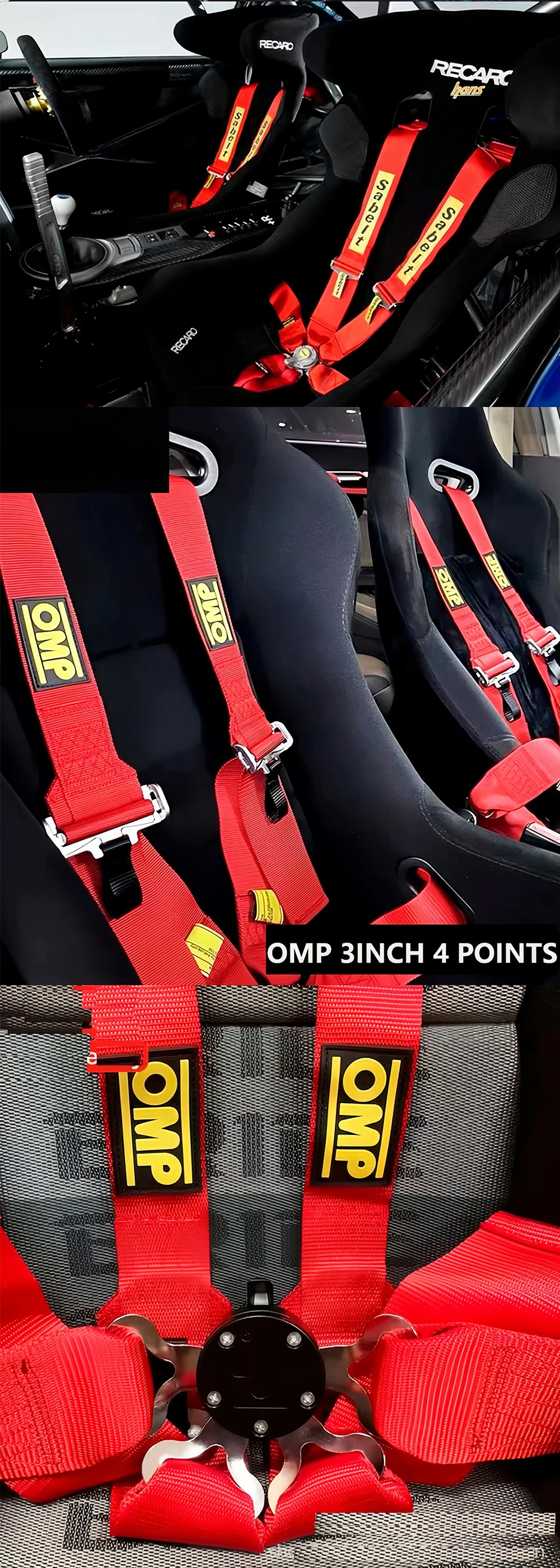 

New 3" racing harness, 4-point fixed installation, quick release nylon car harness with S*B, TA, SP, O*P logo
