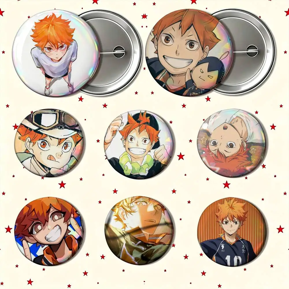 Shoyo Hinata H-Haikyuus Enamel Pin Tinplate Round Brooch Cosplay Nijigen Otaku Culture Badge 25mm 32mm 44mm 58mm