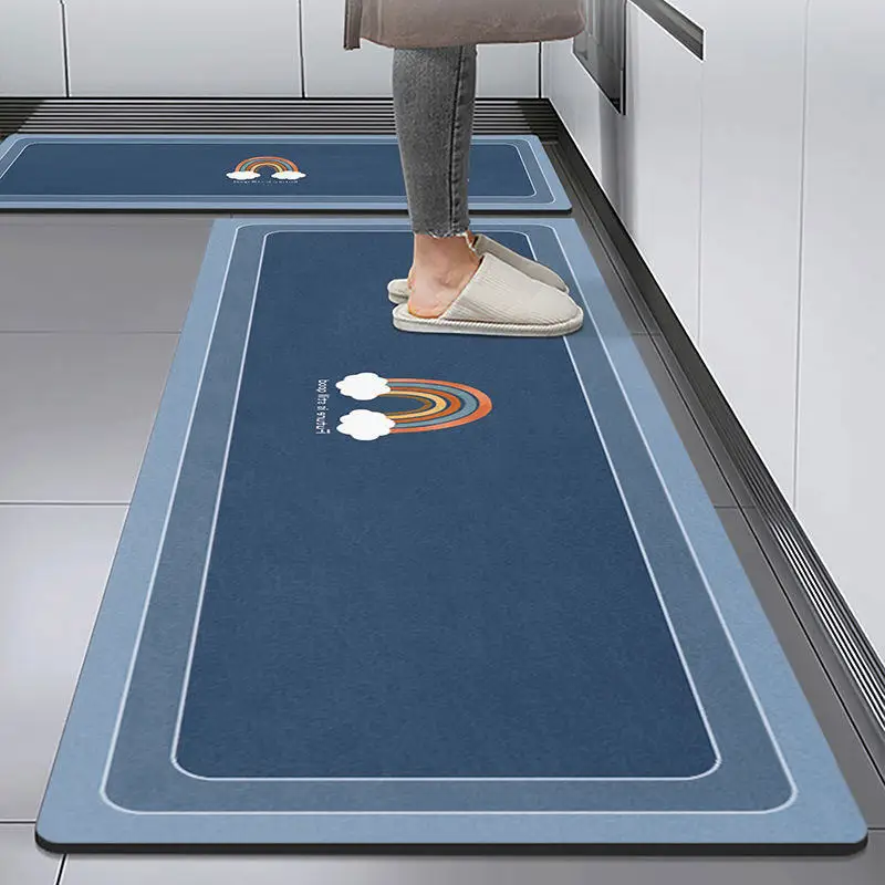VIKAMA Kitchen Rug Simple Laundry Room Dining Room Cloakroom Water-Absorbent Dirt-Resistant Easy To Clean Floor Mat Home Decor