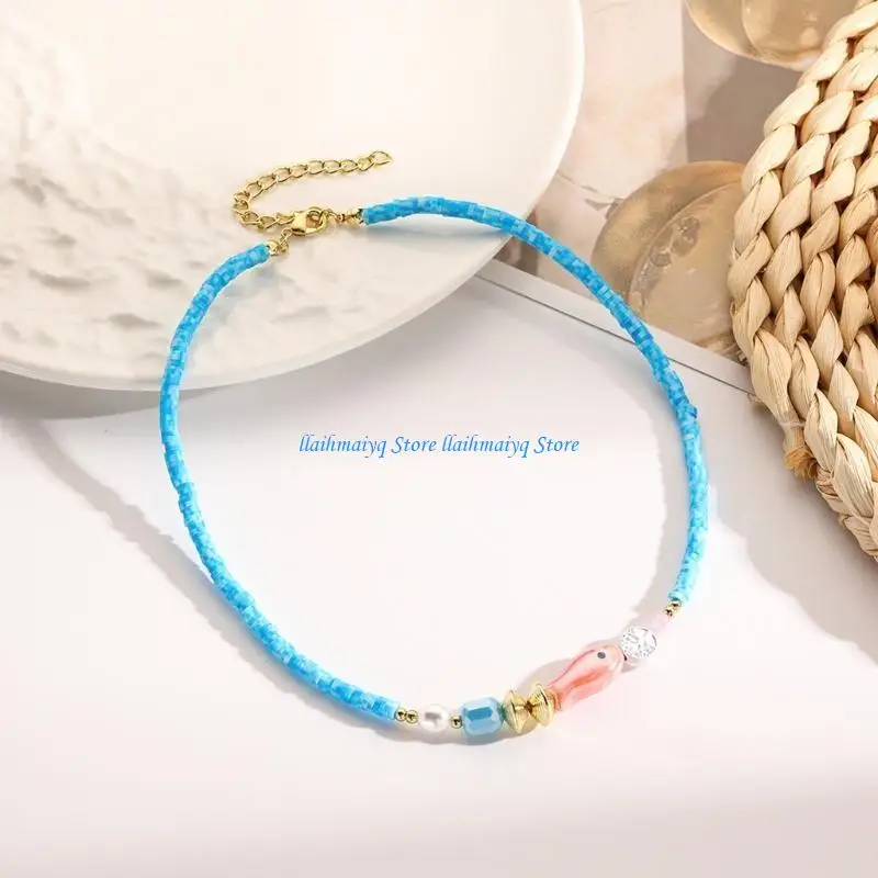 573B Handmade Bohemian Necklace Beaded Neck Chain for Beach Parties and Casual Wear