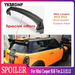 Car-styling JCW Carbon Fiber Roof Spoiler Glossy Finish Rear WIng Lip Fibre Splitter Drift Kit For Mini Cooper R56 Ver.2.11/2.12