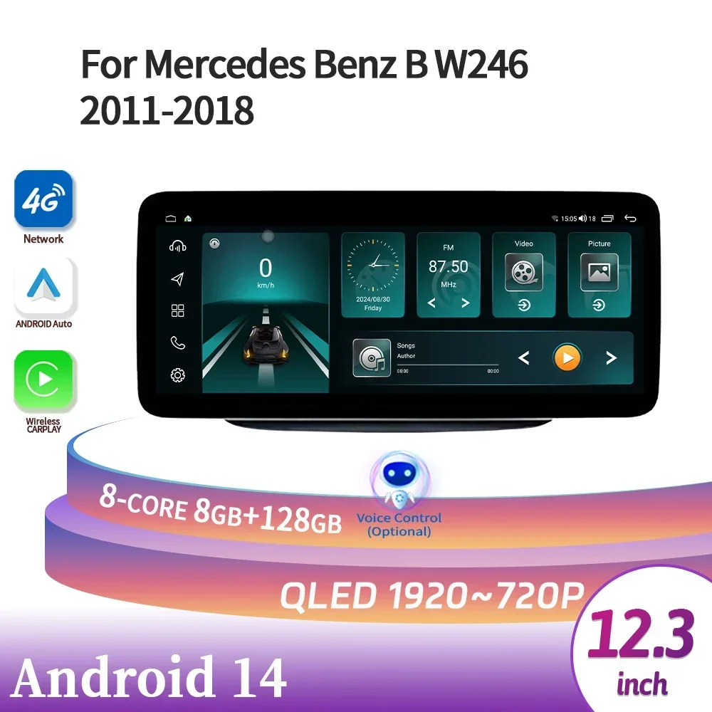 

12.3" Android 14 For Mercedes Benz B W246 2011-2018 Wireless Bluetooth Carplay 4G GPS Multimedia Car Radio Touch Screen Stereo