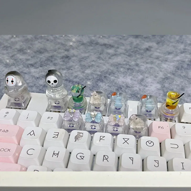 High Transparency Keycaps Personalized Ghost Keycaps Halloween Themed Translucent Resin Game Mechanical Keyboard Keycaps