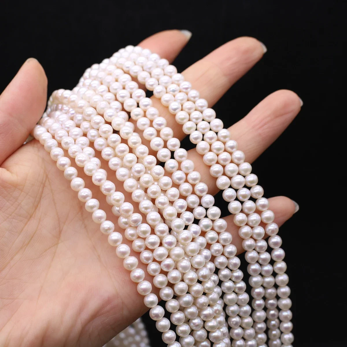 

Natural Freshwater Pearl White Round Pearl 4-5mm For Jewelry Making DIY Bracelet Earrings Necklace Accessory