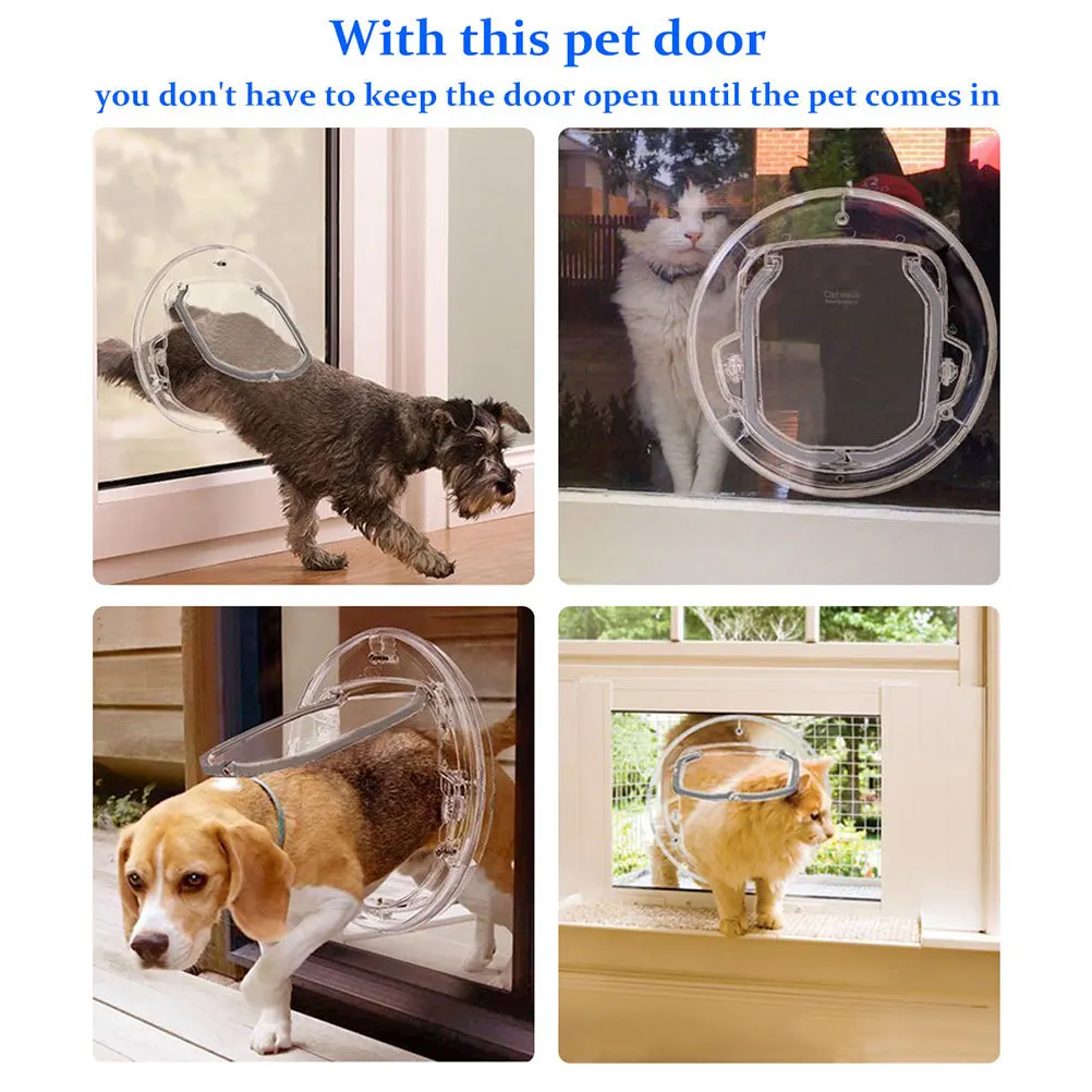 

Two-Way Access Round Plastic Hole For Cats Kittens Durable Entry Exit Controlled Dog Door Plastic Pet Door Pet Supplies