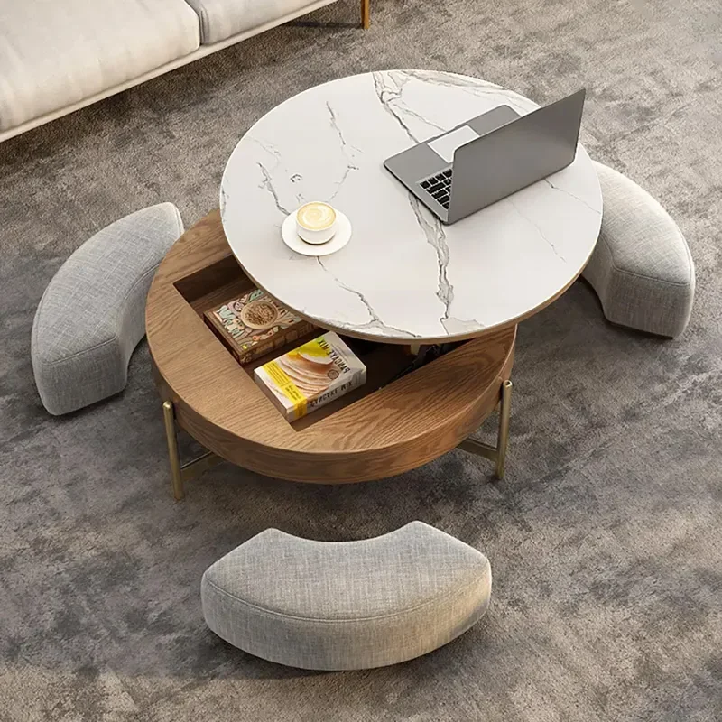 color modern round lifting coffee table set, practical and beautiful