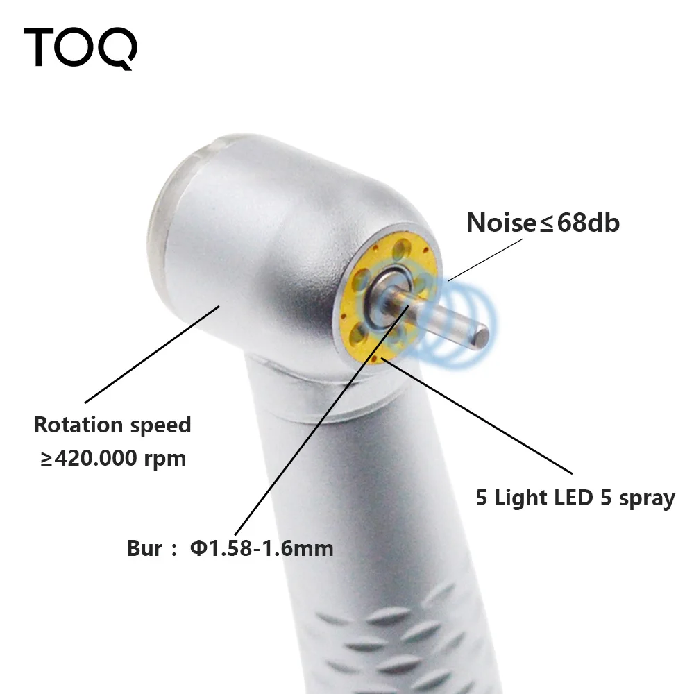 Dental High Speed Handpiece 5 Led light Standard Head Air Turbine Dentist Tooth Repair Material Ceramic Bearing 5 Water Sprays