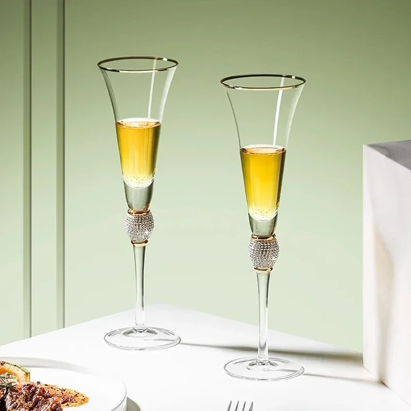 2pcs Light Wind · No Light Luxury Phnom Penh Crystal Glass Wine Glass Cocktail Champagne Glass Decanter Set