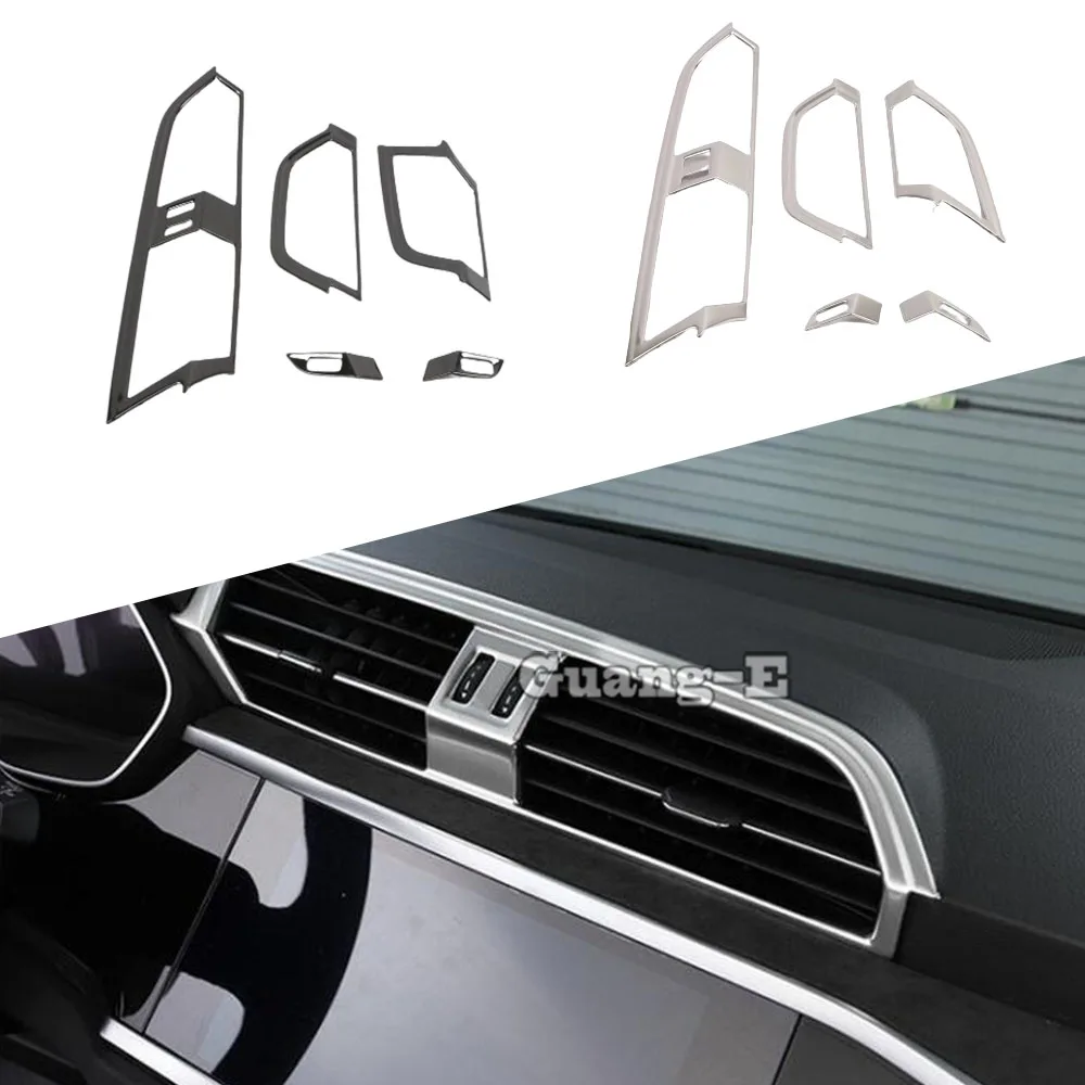 

For Audi Q3 F3 2018 2019 2020 2021 2022 Car Instrument Glove Trim Stainless Steel Panel Upside Air Conditioning Outlet Vent 5PCs