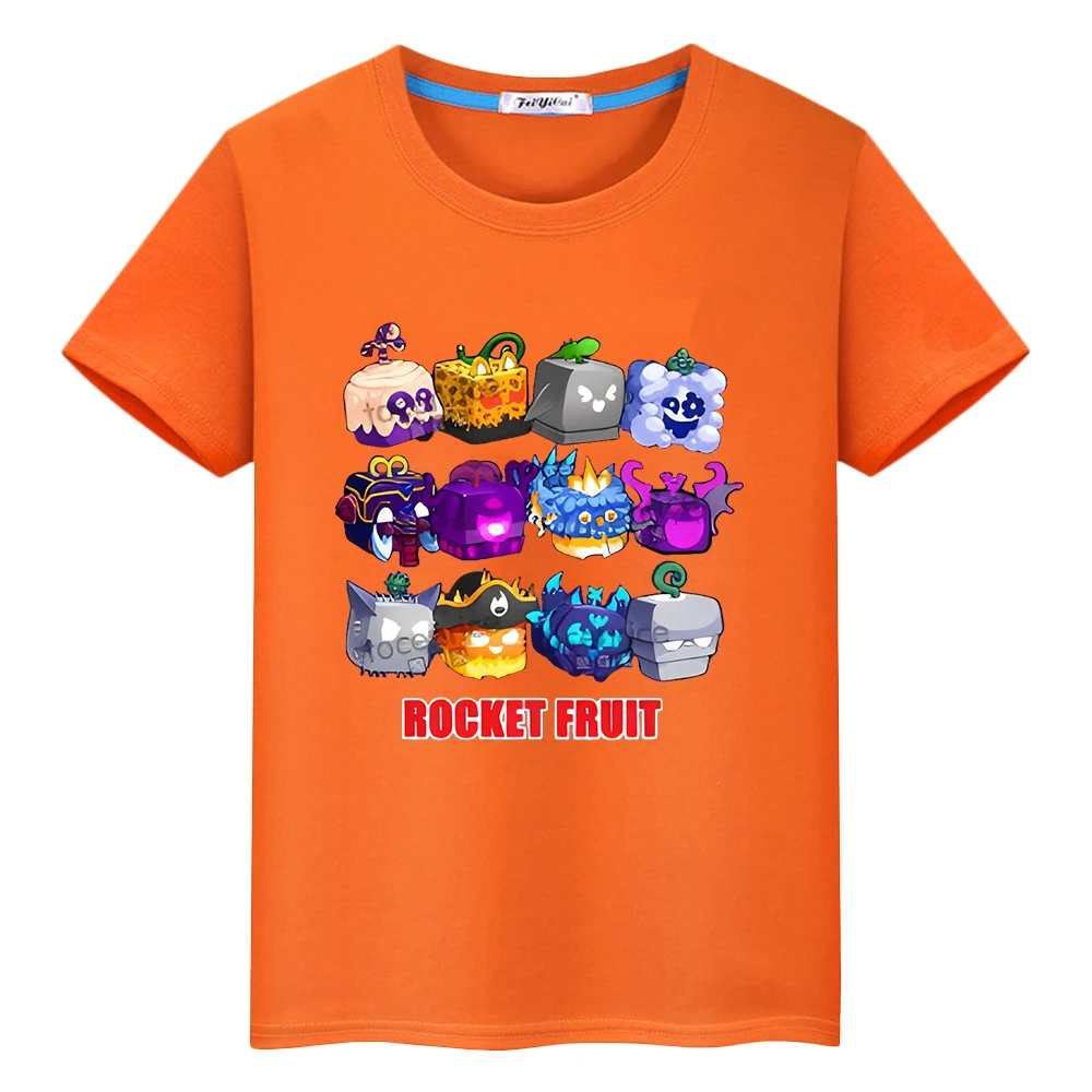 

New Game Blox Fruits 100%Cotton t shirt for kids boy 10years Short Tops anime Tees y2k one piece pride tshirt kids clothes girls