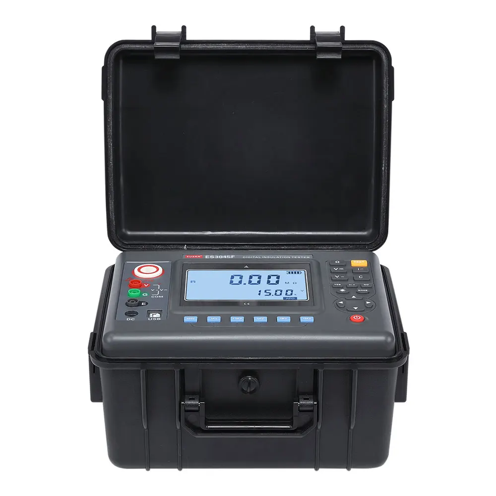 

ES3045F 500V 1000V 2500V 5000V 10KV 15KV Digital Insulation Resistance Tester Voltage Current Capacitance Test 0.01mohm~50tohm