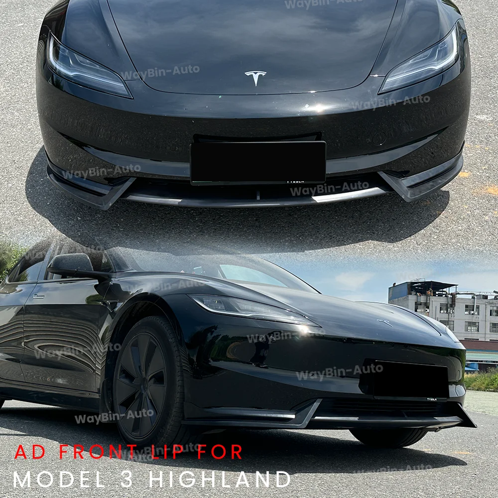 Paraurti anteriore labbro per Tesla Model 3 Highland 2024 labbro anteriore spoiler nero lucido collezione carbonio modello 3 + accessori auto