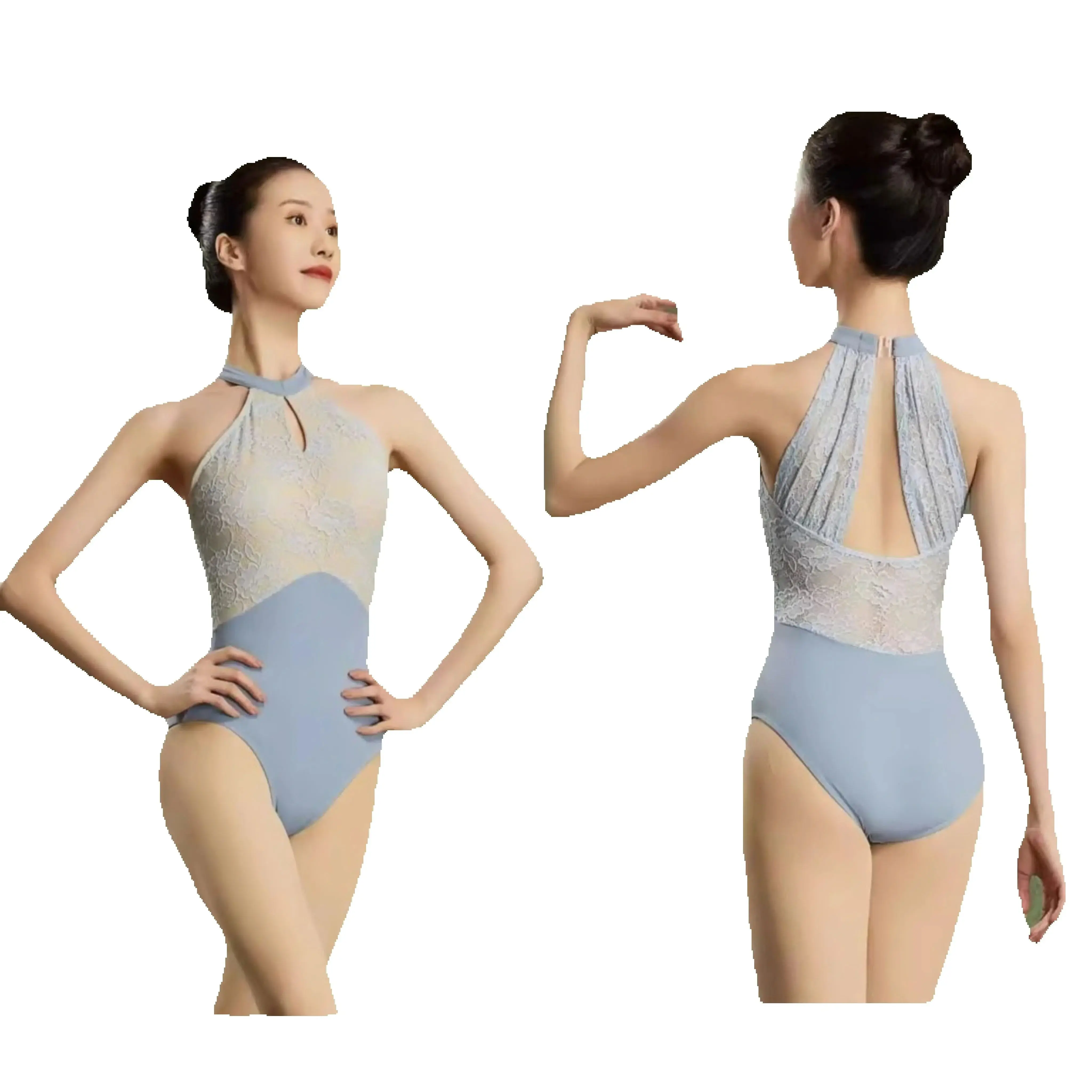 Robe de pratique de ballet pour femmes adultes, robe de corps d'examen d'art d'étudiant de danse, entraînement de base, gymnastique, dentelle avancée, saut au cou suspendu