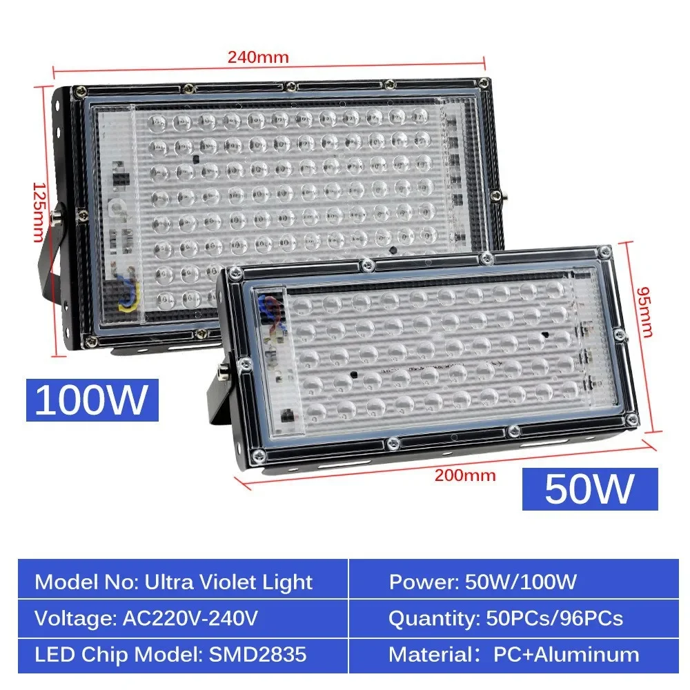 

395nm UV Projection Lamp 365nm UV Curing Lamp Fluorescent Party Stage and Theater Lamp LED Floodlight Fluorescence Detection