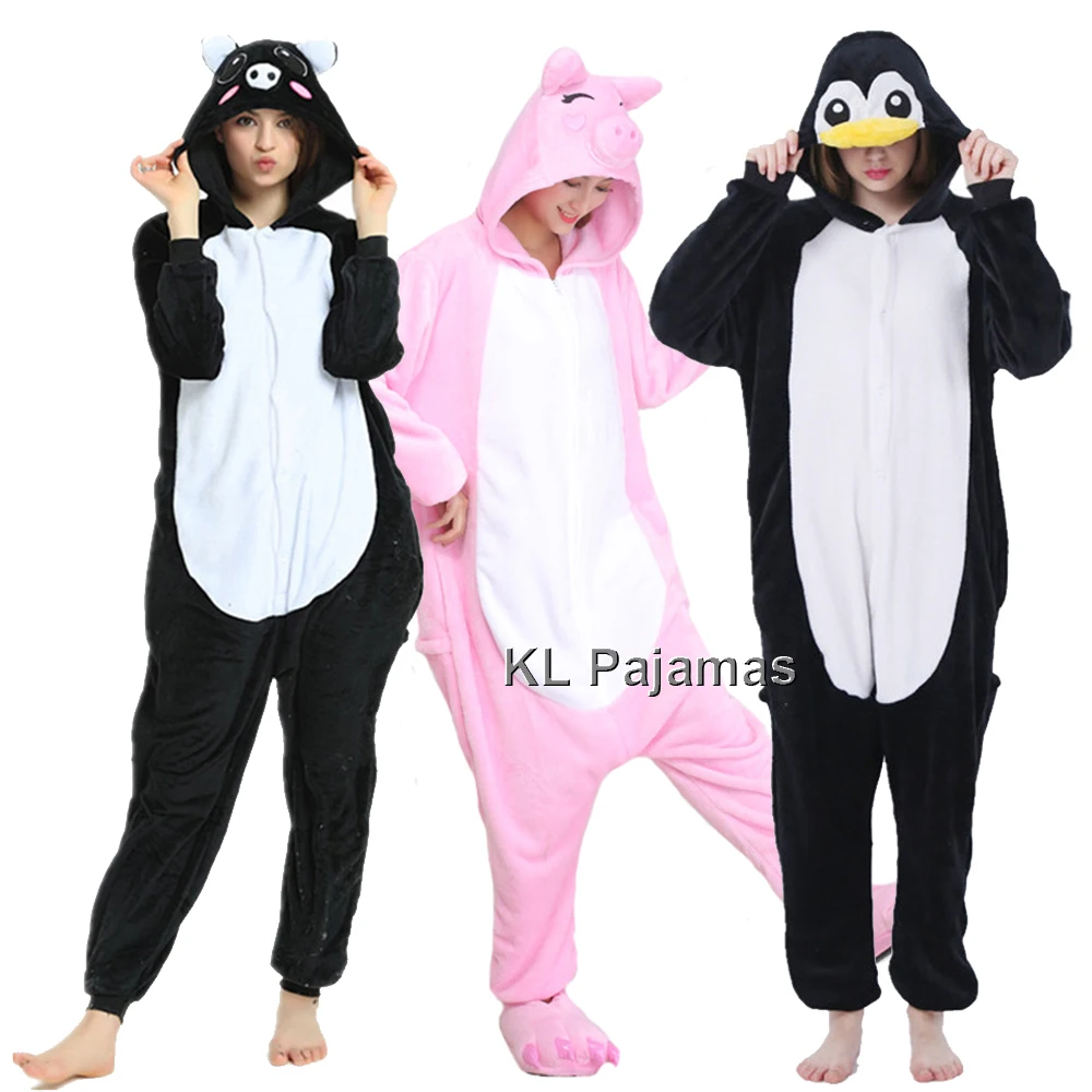 Adults Onesie Pajamas Unisex Animal One-Piece Cartoon Costume Pig Cat Panda Cosplay Homewear Sleepwear Partywear For Men Women