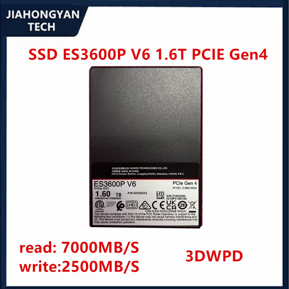 Original For Huawei SSD ES3600P V6 1.6T ES3500P V6 1.92T U.2 NVMe PCIe 4.0 Gen4 Enterprise SSD  Server Solid State Drive